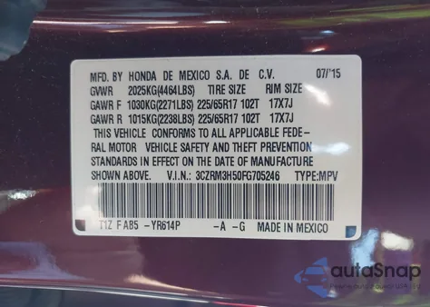 2015 Honda Cr-V Ex from USA, damaged, VIN 3CZRM3H50FG705246